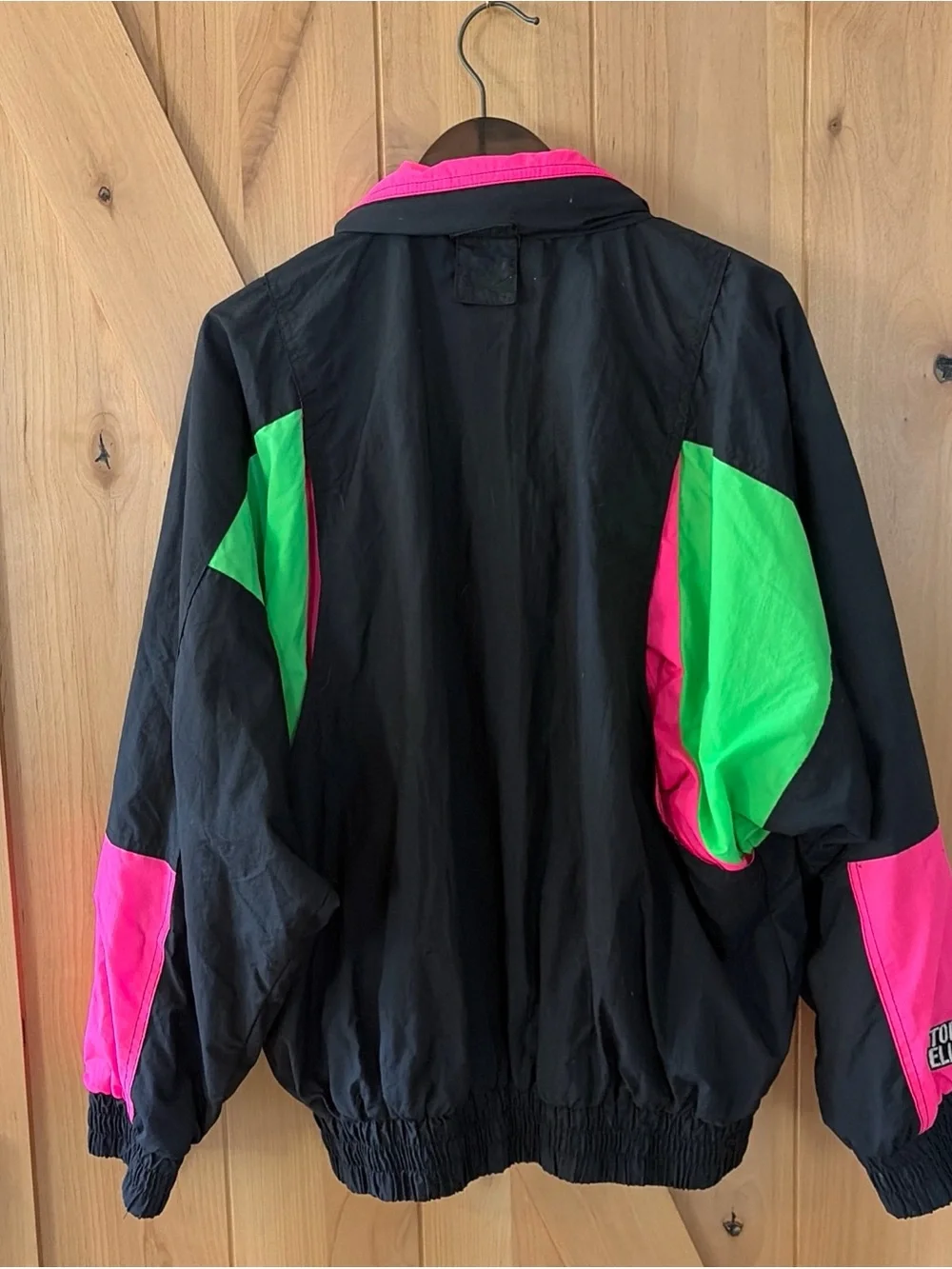 Vtg NHRA Black Neon Racing Jacket Main Gate PowerAde Drag Racing Sport Service